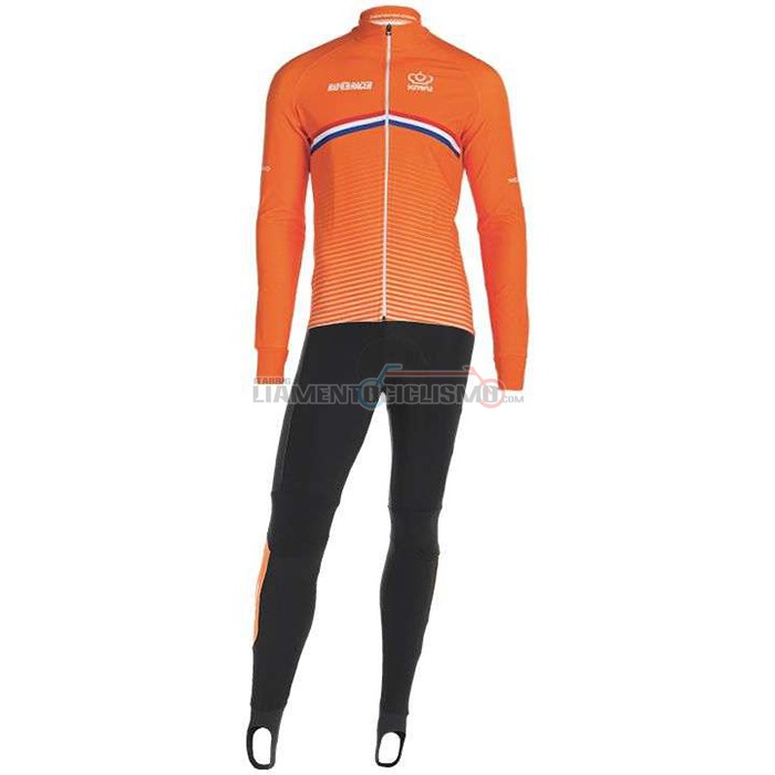 Abbigliamento Ciclismo Paesi Bassi Manica Lunga 2019 Arancione